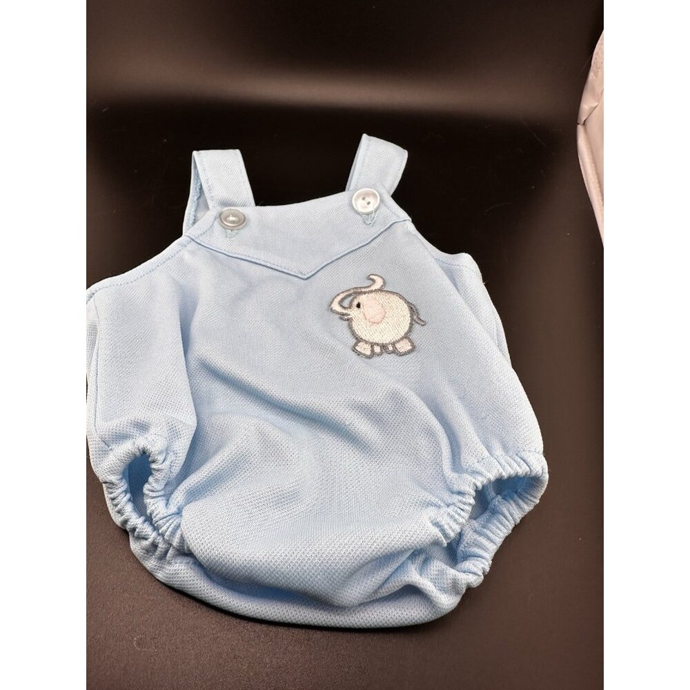 Vtg 1983 Cabbage Patch Kids Boys Blue Overalls Elephant Romper Coleco